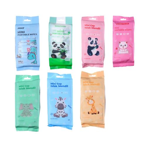 Pack 10 Toallitas Húmedas Mini de Bolsillo 64 Unidades