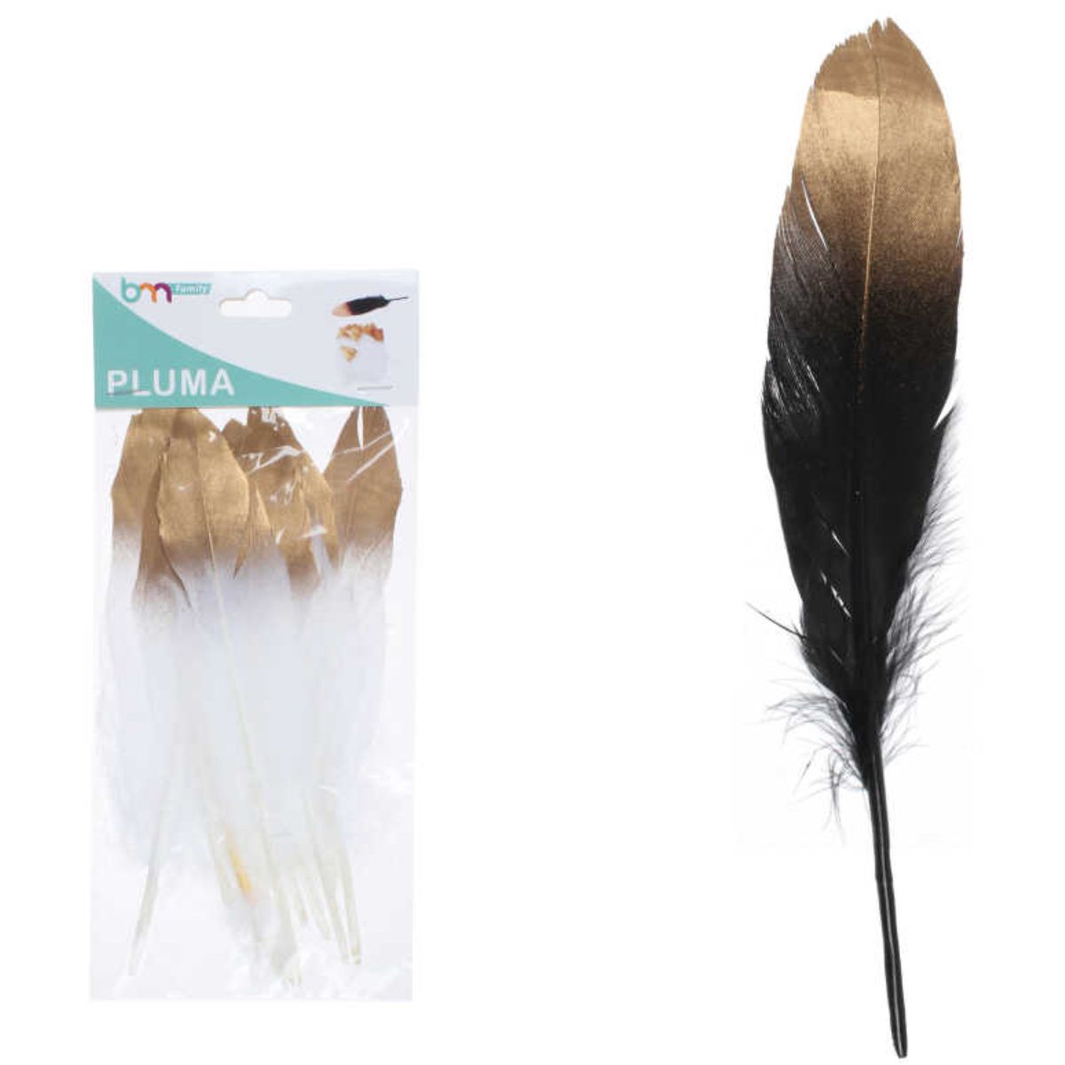 Paquete de 10 Plumas Negras y Blancas de 15-17 cm en Colores Variados