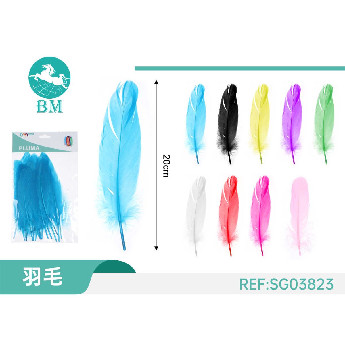 Paquete de 20 Plumas de Ganso de 15-17 cm en Colores Variados