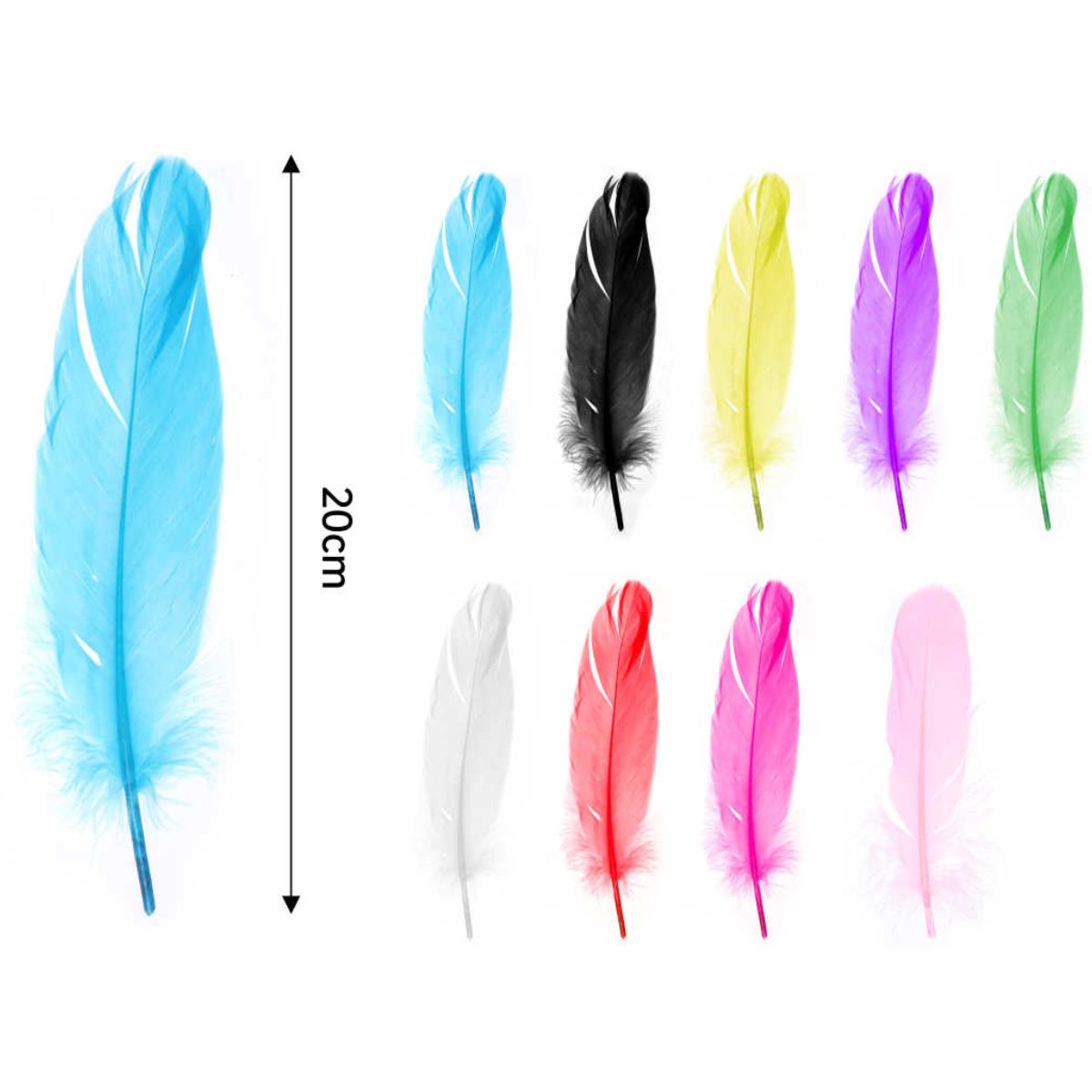 Paquete de 20 Plumas de Ganso de 15-17 cm en Colores Variados