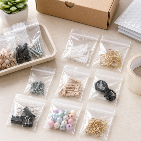 Pack 12 Bolsas Herméticas Transparentes 4x6 cm | Cierre Resellable | Empaque y Organización