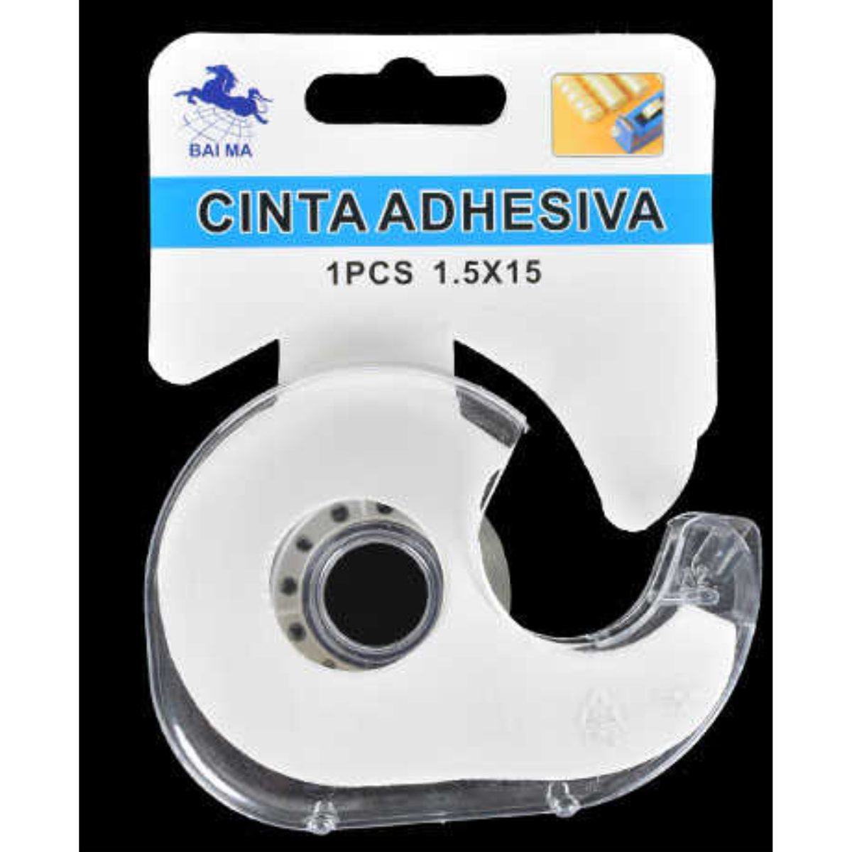 1 Cinta Adhesiva Transparente con Máquina + Cinta de 1.5cm x 15m