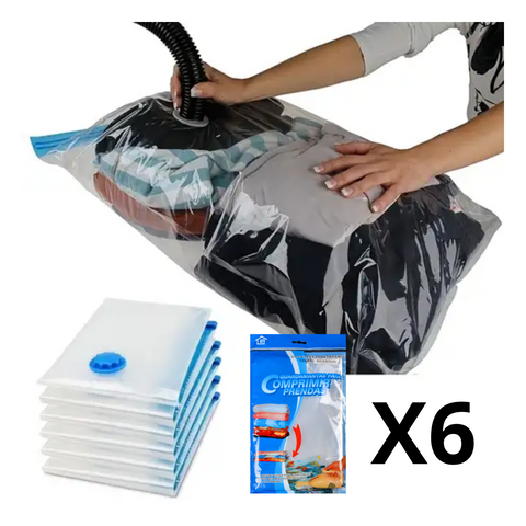 Pack de 6 Bolsas Al Vacio Para Guardar Ropa 50X60