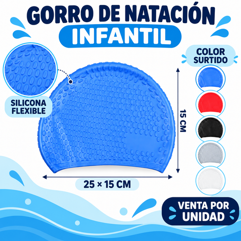 Características y medidas del gorro de natación infantil color surtido