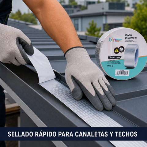 Aplicación de cinta butílica impermeable ancha en una unión de techo metálico