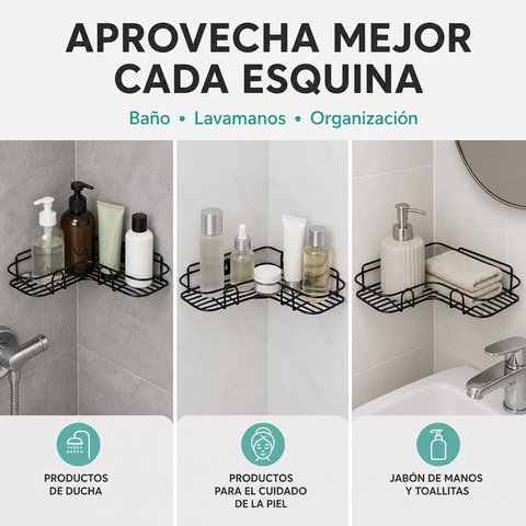 Usos del organizador esquinero para baño y lavamanos