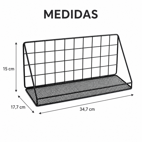 Medidas de repisa organizadora: 34,7 x 17,7 x 15 cm