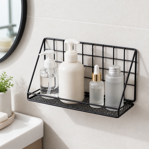 Repisa metálica organizadora para productos de baño