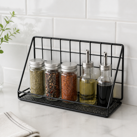 Organizador metálico para especias y condimentos en cocina