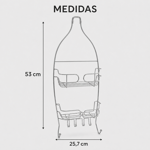 Medidas del organizador colgante para ducha: 53 x 25,7 cm