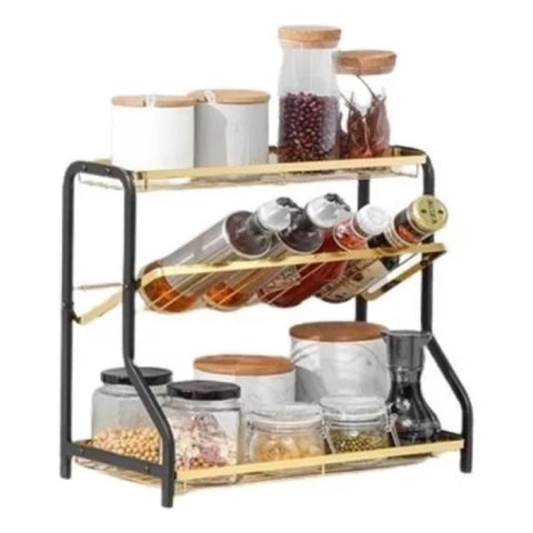 Estante para Condimentos Metálico HP65-256A de 3 Niveles para Cocina
