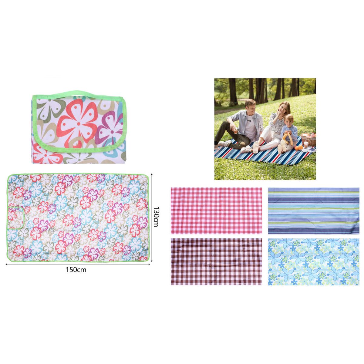 Estera de Picnic 130x150cm - Diseños Variados, Impermeable y Compacta