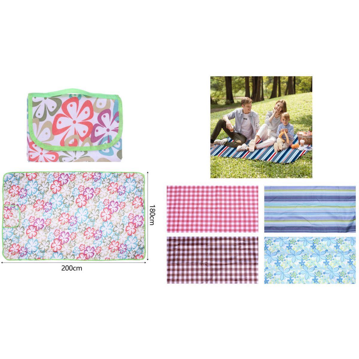 Estera de Picnic 180x200cm - Diseños Variados, Impermeable y Compacta