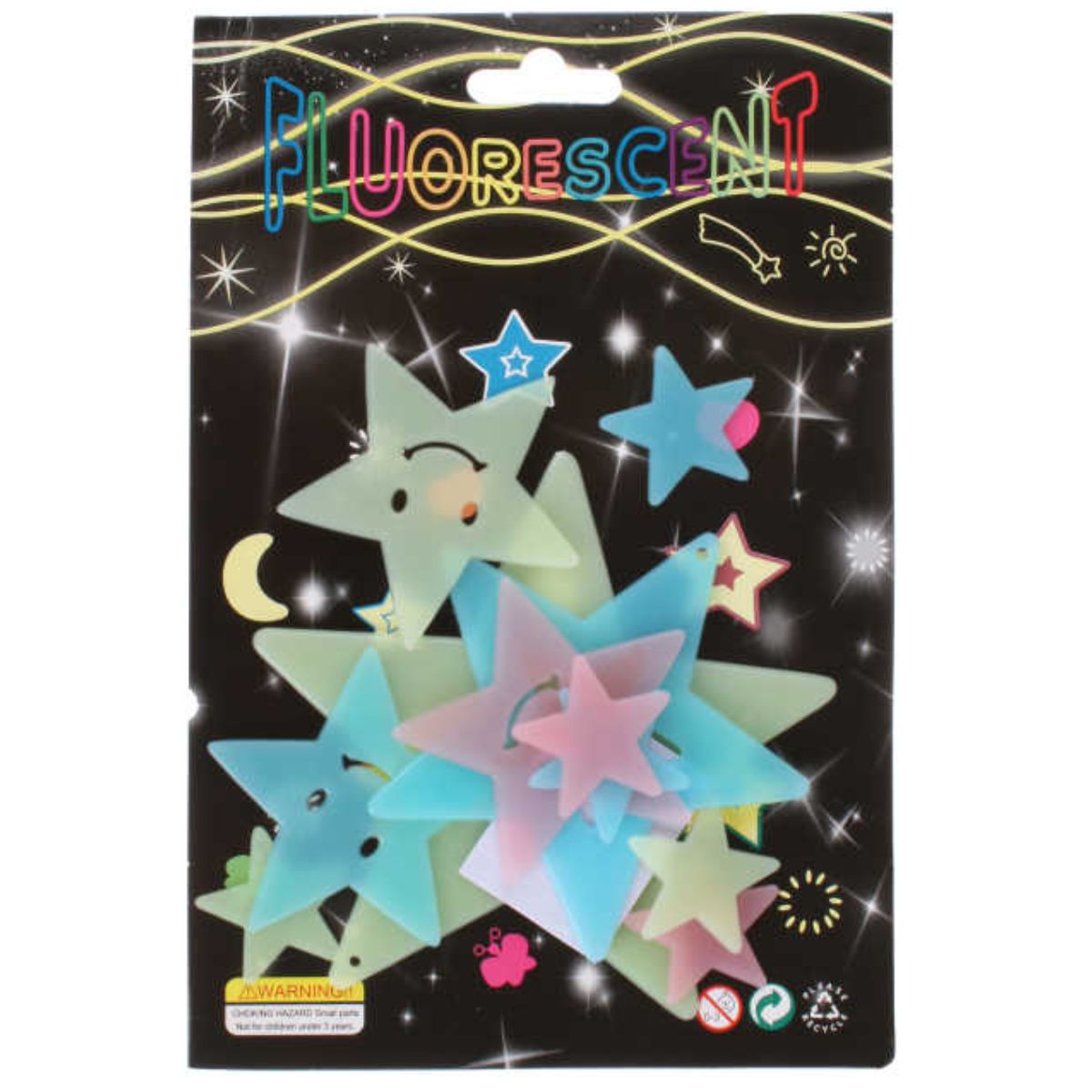 Stickers Fluorescentes en Forma de Estrellas - Brillo Nocturno