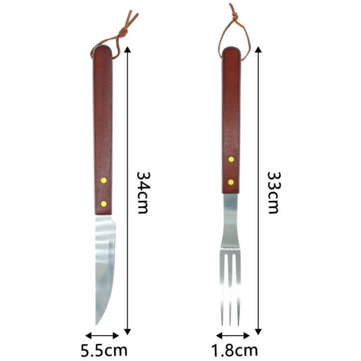 Set Parrillero de 2 Piezas con Cuchillo y Tenedor de Tres Dientes