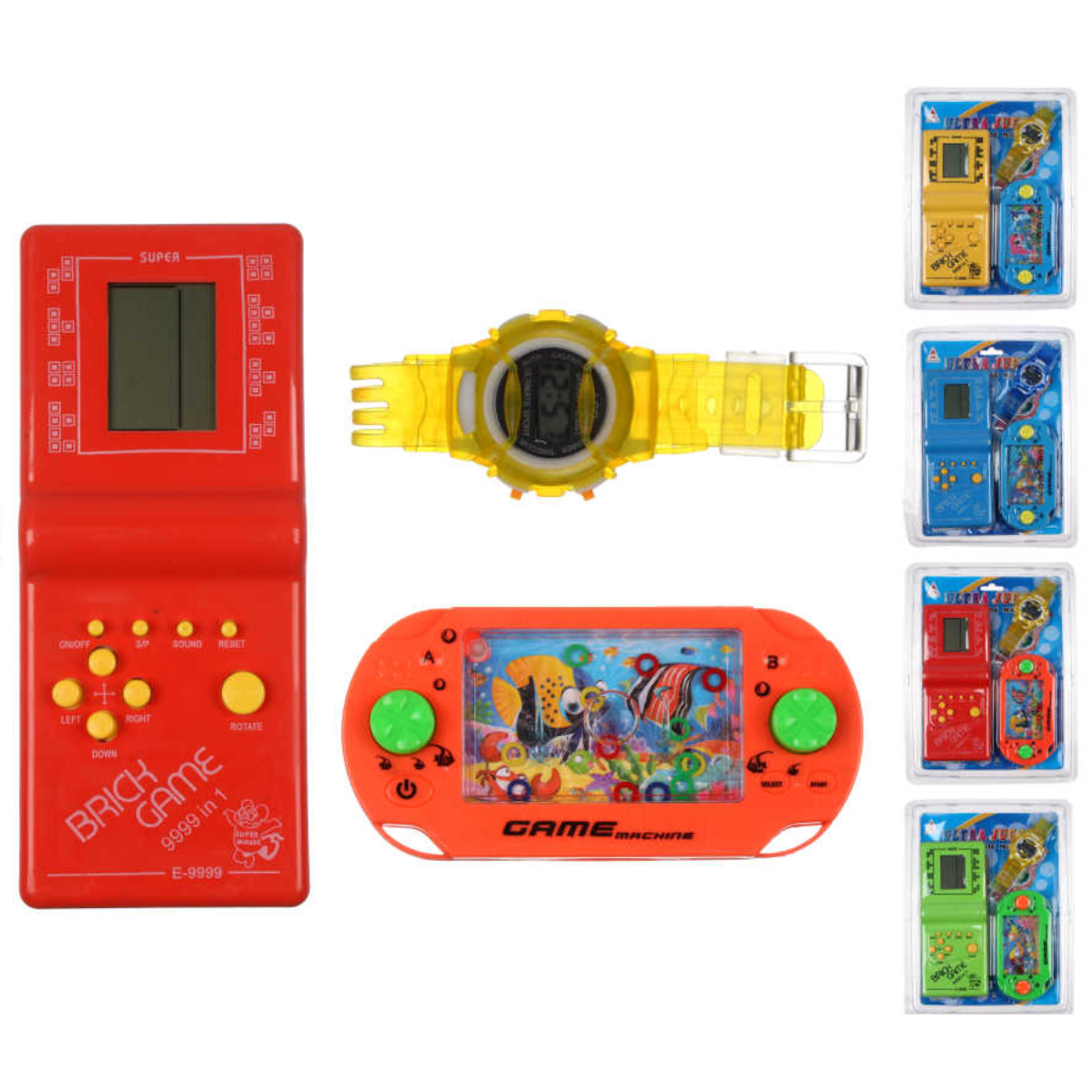 Set Mini Juegos Consola Reloj y Juego de Agua 3 Pcs