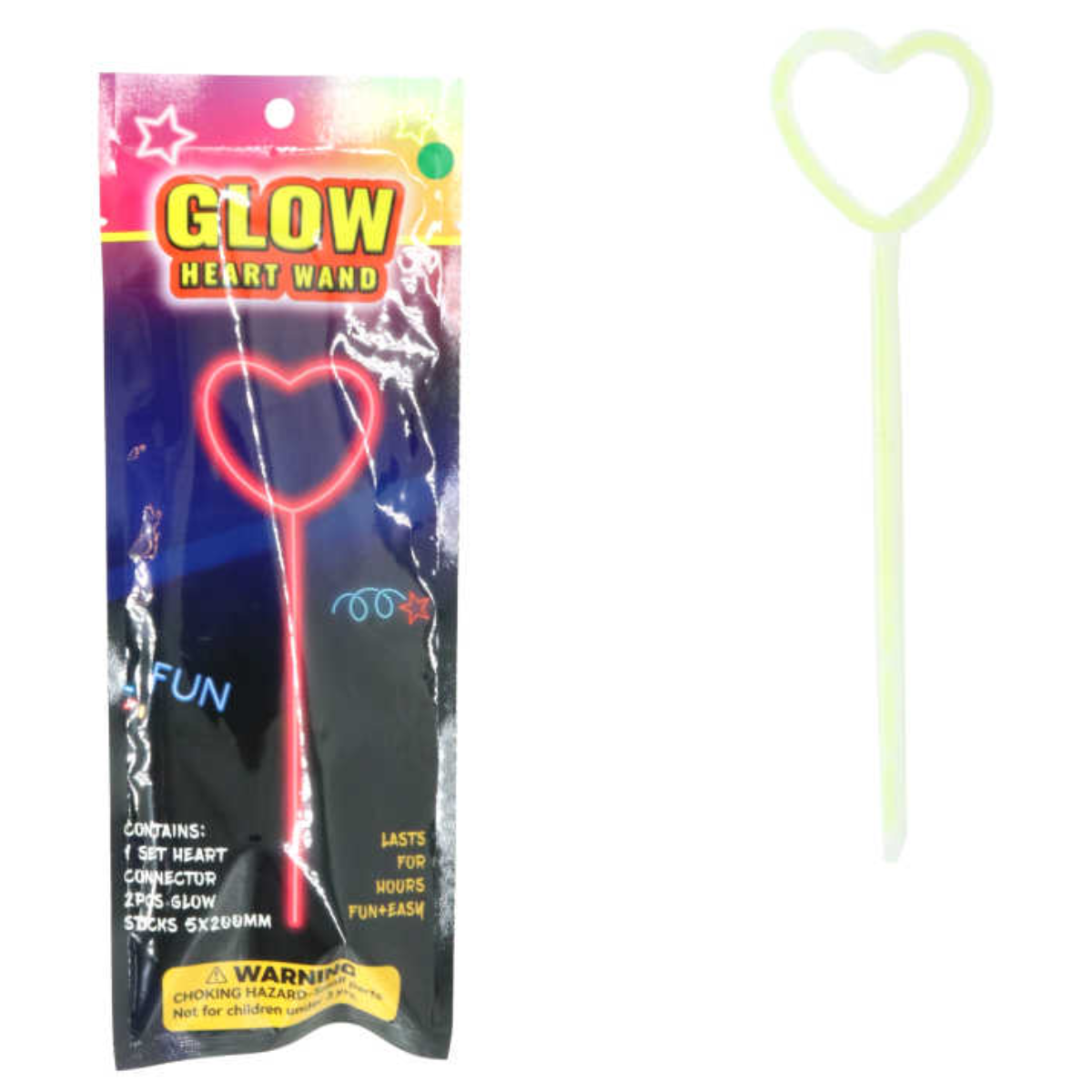 Bastón Pulsera Fluorescente Corazón y Estrella