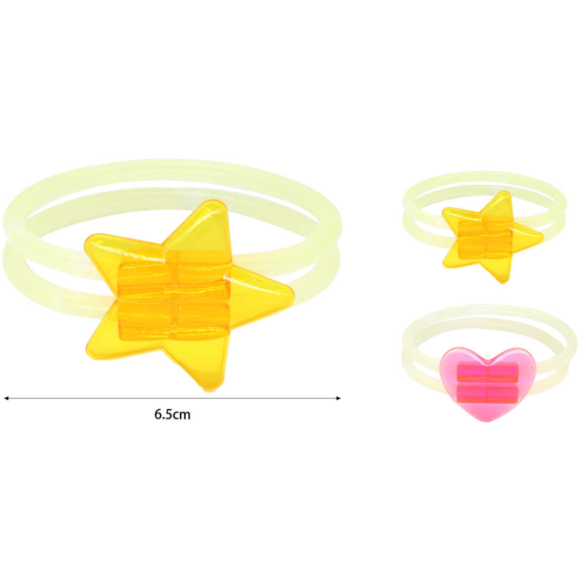 Pulsera Fluorescente Corazón y Estrella