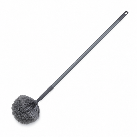 Plumero quita telarañas extensible gris sobre fondo blanco