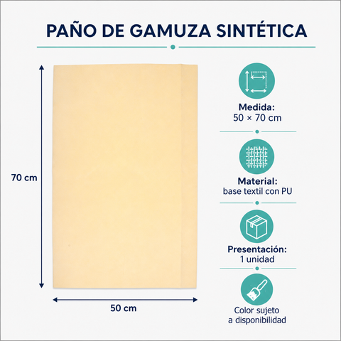 Medidas de 50 por 70 cm del paño sintético con PU
