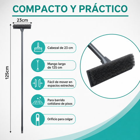 Características del escobillón compacto para piso de 23 cm
