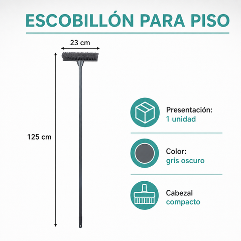 Medidas del escobillón para piso de 125 por 23 cm