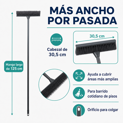 Características del escobillón ancho para piso de 30,5 cm