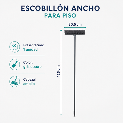 Medidas del escobillón ancho para piso de 125 por 30,5 cm