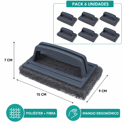 Medidas 15 x 9 x 7 cm del cepillo abrasivo, pack de 6 unidades