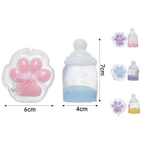 Juguete Squishy de Apretar Huellita Biberón - Set de Botellas de Cristal