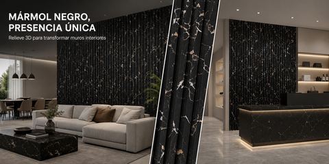 Wall Panel mármol negro en espacios residenciales y comerciales