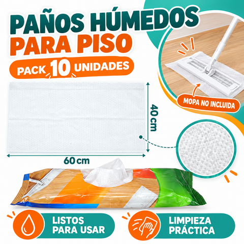 Características y medidas de paños húmedos para piso pack 10