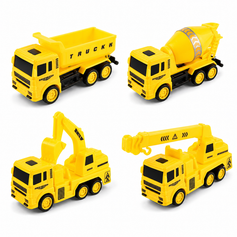 Set de cuatro camiones de construcción
