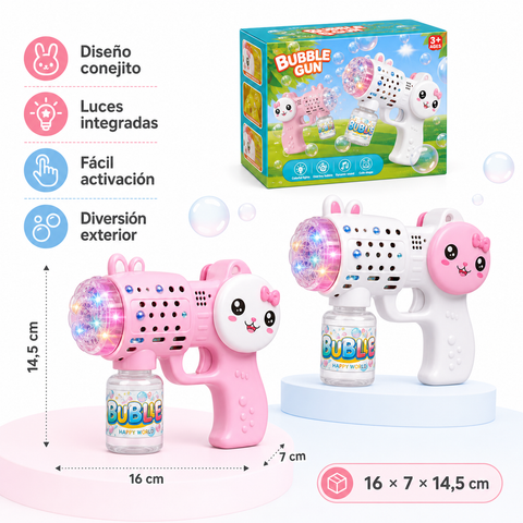 Pistola de Burbujas Conejito | Juguete Infantil para Exterior