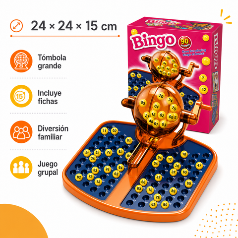 Juego de Bingo Grande Infantil y Familiar | Tómbola con Fichas