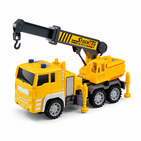 Camión grúa infantil manual amarillo con brazo y gancho