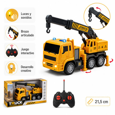 Grúa de Construcción con Luz y Sonido | Brazo Articulado | Juego Interactivo