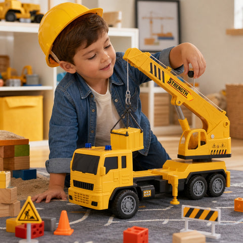 Grúa de Construcción con Luz y Sonido | Brazo Articulado | Juego Interactivo