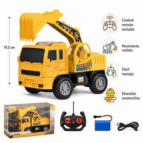 Excavadora a Control Remoto | Movimiento Realista | Juego de Construcción Infantil