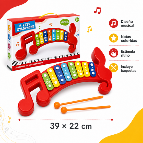 Xilófono Musical Infantil | Notas Coloridas con Baquetas