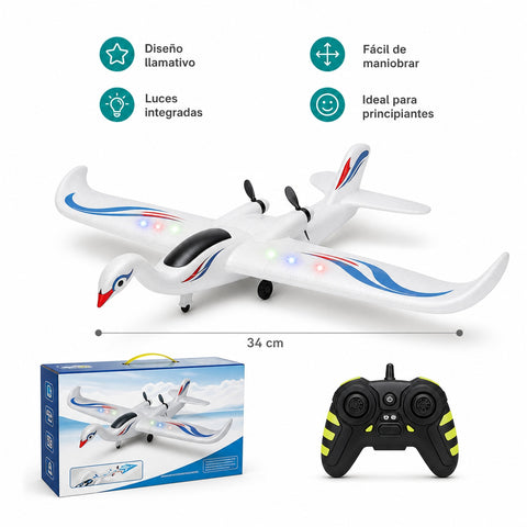 Avión Cisne Blanco RC | Luces Integradas | Ideal para Principiantes