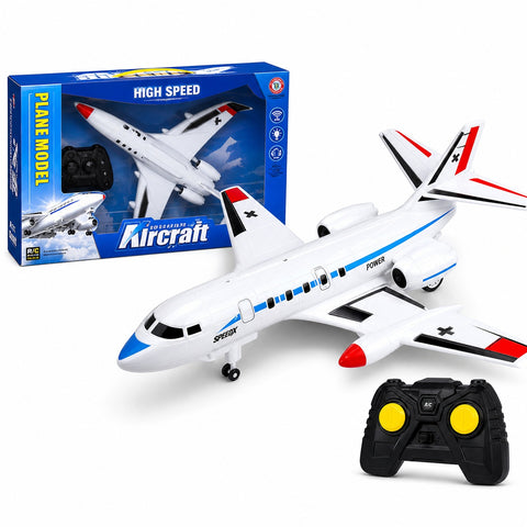 Avión RC Blanco con Luces | Control Remoto | Juego de Exploración al Aire Libre