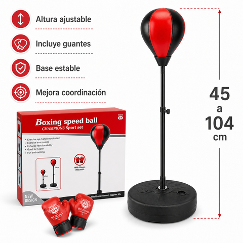 Set de Boxeo Infantil con Base | Juego Activo para Coordinación