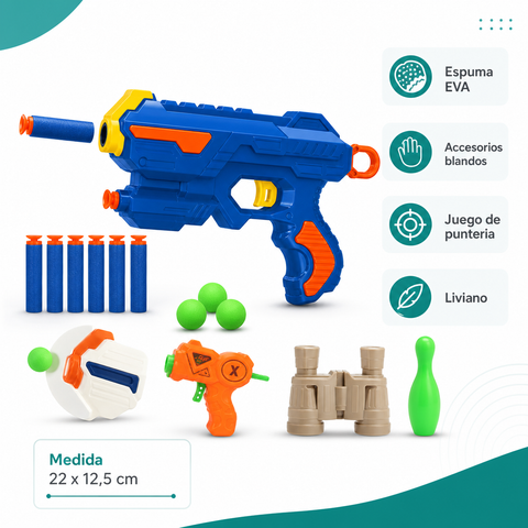 Set de Pistolas de Espuma EVA | Juego Seguro con Accesorios Blandos