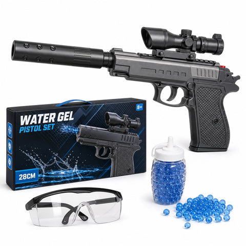 Pistola de Gel de Juguete 28 cm | Mira Superior | Uso Recreativo con Accesorios