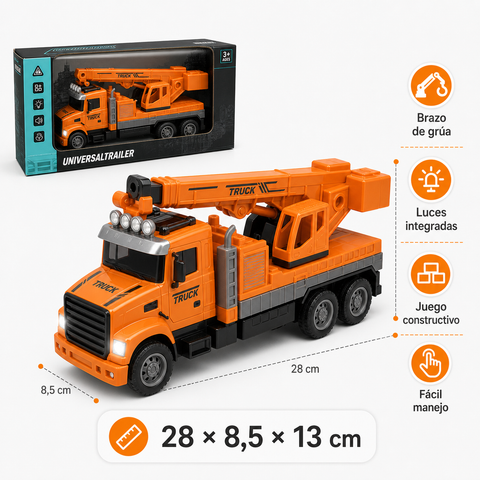 Grúa a Control Remoto con Luces | Vehículo de Construcción Infantil