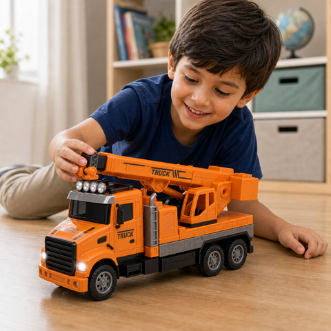 Grúa a Control Remoto con Luces | Vehículo de Construcción Infantil
