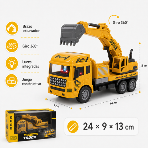 Excavadora a Control Remoto Infantil | Vehículo de Construcción Interactivo