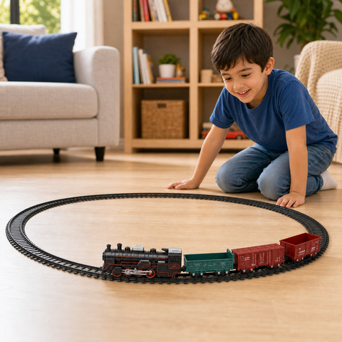 Tren Eléctrico Retro con Vías | Juego Ferroviario Infantil