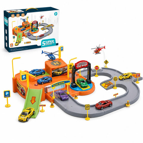 Estacionamiento Infantil con Pista y Autos | Juego de Vías para Armar